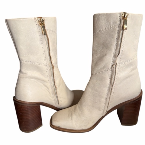 Franco Sarto Leather Mid Calf Heeled Boots - Picture 6 of 11